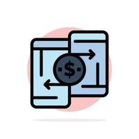 paiement d'argent mobile peertopeer téléphone abstrait cercle fond plat icône de couleur vecteur