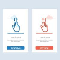 geste des doigts vers le haut bleu et rouge téléchargez et achetez maintenant le modèle de carte de widget web vecteur