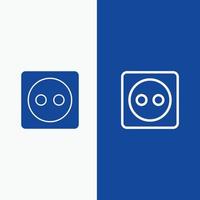 panneau de prise eco energy power line et glyphe icône solide bannière bleue ligne et glyphe icône solide bannière bleue vecteur