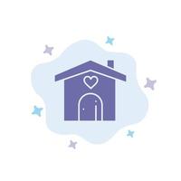 icône bleue de mariage de coeur d'amour à la maison sur le fond abstrait de nuage vecteur
