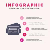 billet de train station solide icône infographie 5 étapes présentation fond vecteur