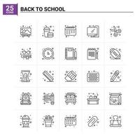 25 retour à l'école icon set vector background