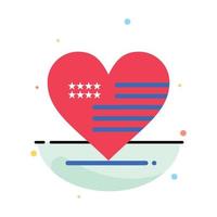 coeur amour drapeau américain abstrait modèle d'icône de couleur plate vecteur
