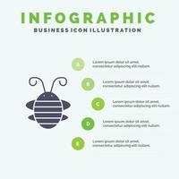 abeille insecte coléoptère insecte coccinelle coccinelle solide icône infographie 5 étapes présentation arrière-plan vecteur