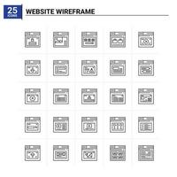 25 site filaire icon set vector background
