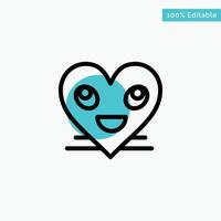 coeur emojis smiley sourire turquoise surligner cercle point vecteur icône