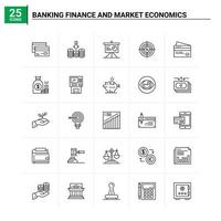 25 banque finance et économie de marché icon set vector background