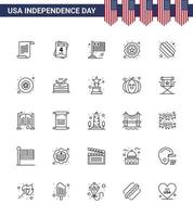 pack d'icônes vectorielles stock de jour américain 25 signes et symboles de ligne pour les états drapeau américain drapeau sécurité modifiable usa day vector design elements