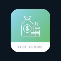 sac d'argent banque finance or épargne richesse bouton application mobile version ligne android et ios vecteur