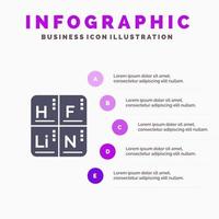 tableau périodique des éléments médical solide icône infographie 5 étapes présentation fond vecteur