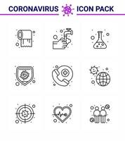 prévention des coronavirus définir des icônes icône de 9 lignes telles que médecin sur appel maladie bulle bactéries test coronavirus viral 2019nov éléments de conception de vecteur de maladie