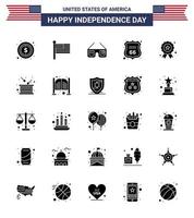 gros pack de 25 usa joyeux jour de l'indépendance vecteur usa glyphe solide et symboles modifiables de l'indépendance signe de lunettes de soleil américain sécurité modifiable usa day vector design elements