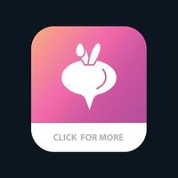 bouton d'application mobile de légume de navet alimentaire version de glyphe android et ios vecteur