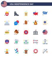 25 usa pack plat de signes et symboles de la fête de l'indépendance de madison usa cole united map modifiable usa day vector design elements