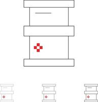 biochimie biologie chimie dangereux jeu d'icônes de ligne noire audacieuse et mince vecteur