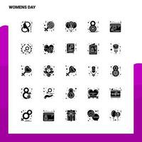 25 icônes de la journée des femmes définies modèle d'illustration vectorielle d'icône de glyphe solide pour des idées web et mobiles pour une entreprise commerciale vecteur