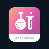 bouton d'application mobile d'éducation de laboratoire de flacon de tube version de glyphe android et ios vecteur