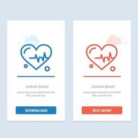 heart beat science bleu et rouge téléchargez et achetez maintenant le modèle de carte de widget web vecteur