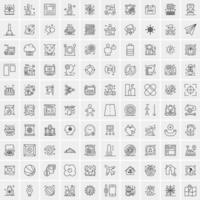 ensemble de 100 icônes de ligne d'activité créative vecteur