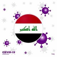 priez pour l'irak covid19 coronavirus typographie drapeau restez à la maison restez en bonne santé prenez soin de votre propre santé vecteur