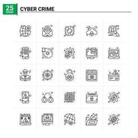 25 jeu d'icônes de cybercriminalité fond vectoriel