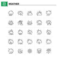 25 icônes météo définies fond vectoriel