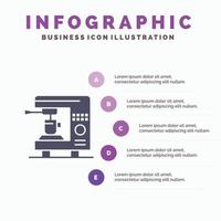 modèle de présentation d'infographie de machine à café électrique à la maison présentation en 5 étapes vecteur