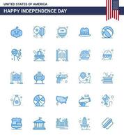 ensemble de 25 icônes de la journée des états-unis symboles américains signes de la fête de l'indépendance pour les états-unis boule bouclier casquette de football modifiables éléments de conception vectorielle de la journée des états-unis vecteur