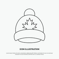 chapeau casquette feuille canada ligne icône vecteur