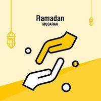 modèle de voeux ramadan kareem croissant islamique et illustration vectorielle de lanterne arabe vecteur