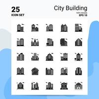 25 jeu d'icônes de construction de ville 100 fichiers eps modifiables 10 idées de concept de logo d'entreprise conception d'icône de glyphe solide vecteur