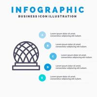 icône de ligne de dôme de la ville de canada avec fond d'infographie de présentation en 5 étapes vecteur