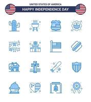 pack de 16 blues créatifs liés à la fête de l'indépendance des états-unis de décoration signe américain insigne drapeau modifiable éléments de conception vectorielle de la journée des états-unis vecteur