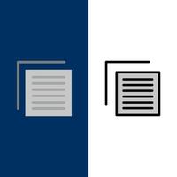 document fichier icônes de l'interface utilisateur plat et ligne remplie icône ensemble vecteur fond bleu