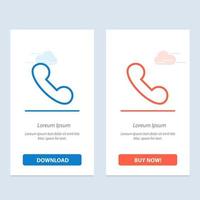 appeler le téléphone entrant bleu et rouge télécharger et acheter maintenant le modèle de carte de widget web vecteur