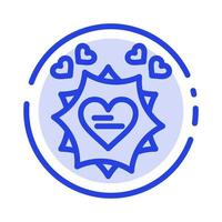 amour carte saint valentin coeur bleu pointillé ligne icône vecteur
