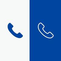 téléphone ligne d'appel téléphonique et glyphe icône solide bannière bleue ligne et glyphe icône solide bannière bleue vecteur
