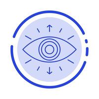 symbole de l'œil membre de la société secrète icône de la ligne en pointillé bleu vecteur