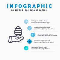 main oeuf pâques nature ligne icône avec 5 étapes présentation infographie fond vecteur