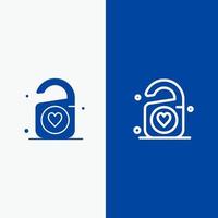 tag amour coeur mariage ligne et glyphe icône solide bannière bleue ligne et glyphe icône solide bannière bleue vecteur