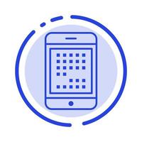 téléphone ordinateur appareil numérique ipad mobile ligne pointillée bleue icône ligne vecteur