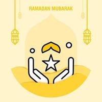 modèle de voeux ramadan kareem croissant islamique et illustration vectorielle de lanterne arabe vecteur