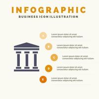 utilisateur banque trésorerie solide icône infographie 5 étapes présentation fond vecteur
