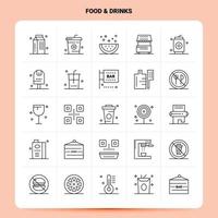 contour 25 nourriture boissons jeu d'icônes vecteur ligne style conception noir icônes ensemble linéaire pictogramme pack web et mobile affaires idées conception illustration vectorielle