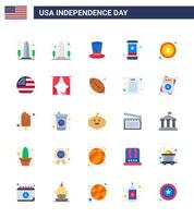 25 signes plats pour les états-unis signe de la fête de l'indépendance argent usa usa mobile modifiable usa day vector design elements