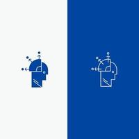utilisateur homme esprit programmation art ligne et glyphe icône solide bannière bleue ligne et glyphe icône solide bannière bleue vecteur
