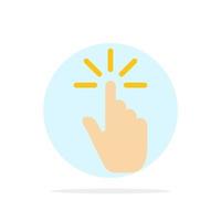 cliquez sur les gestes du doigt gestes de la main appuyez sur l'icône de couleur plate de fond de cercle abstrait vecteur