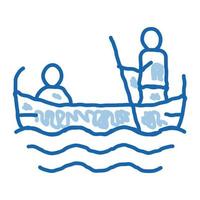 gondole bateau doodle icône illustration dessinée à la main vecteur