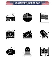 9 icônes créatives des États-Unis signes d'indépendance modernes et symboles du 4 juillet de la crème États-Unis dollar américain américain modifiable éléments de conception vectorielle de la journée des États-Unis vecteur