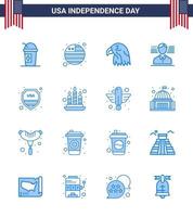 ensemble de 16 icônes de la journée des états-unis symboles américains signes de la fête de l'indépendance pour les états-unis bouclier oiseau sécurité américain modifiable éléments de conception de vecteur de la journée des états-unis